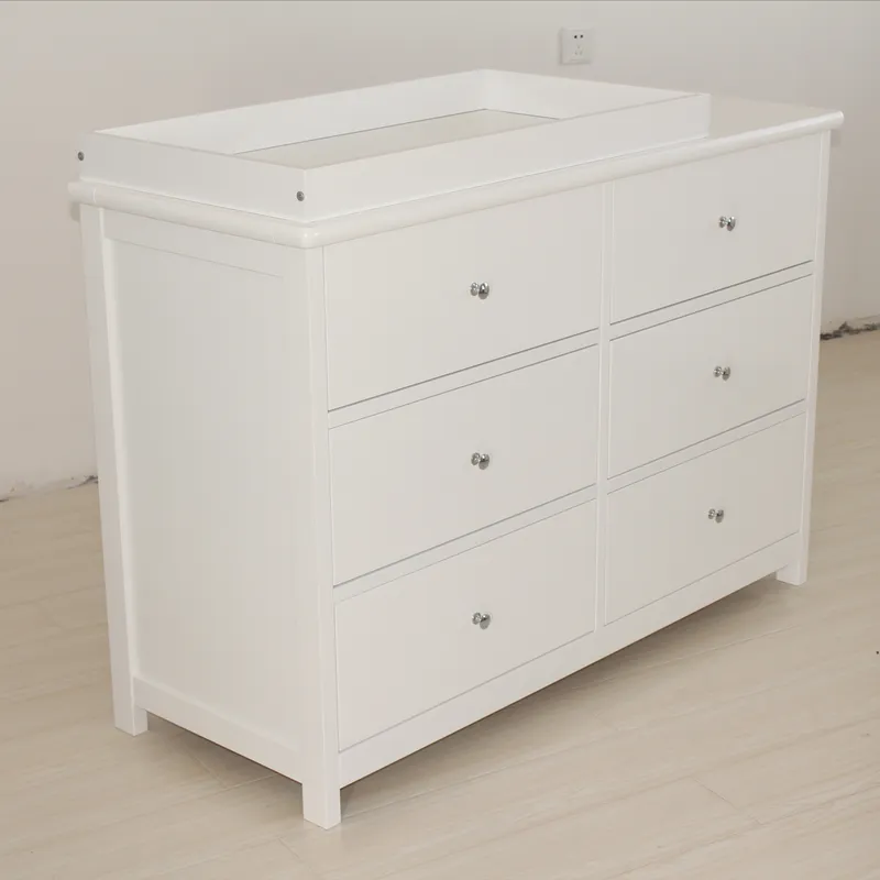 Baby Nursery Dresser - Witte baby opbergkast met 6 laden,