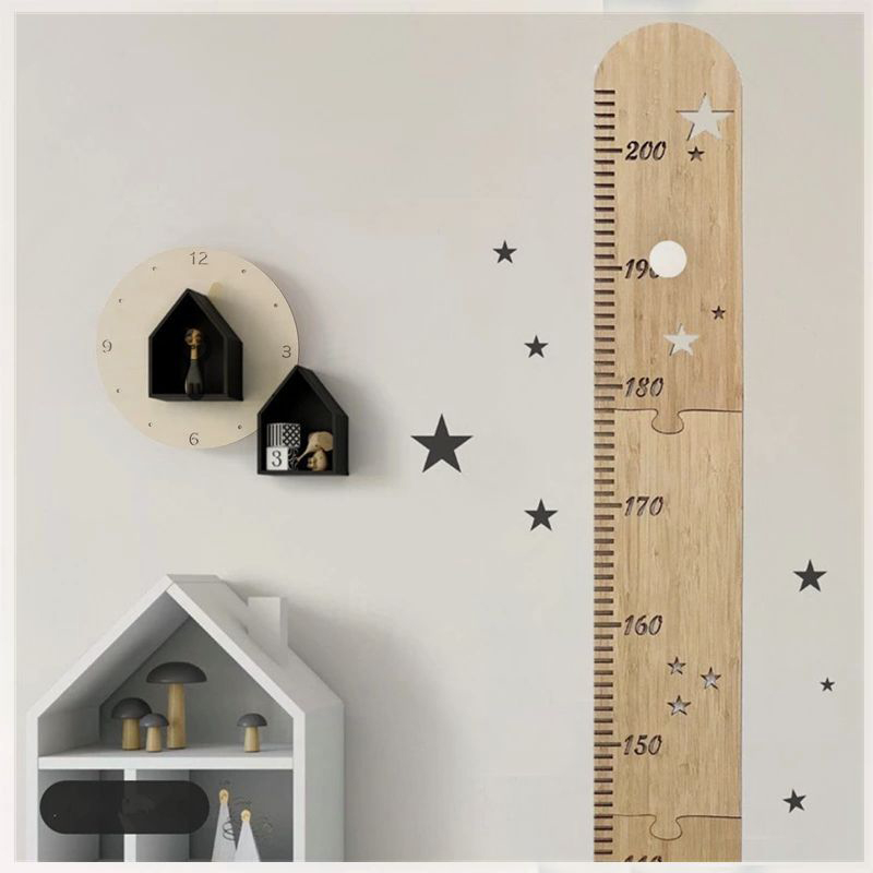 Baby Nursery Wall Decals - 5 vellen Noordse houten kinderhoogtegroeigrafiek liniaal