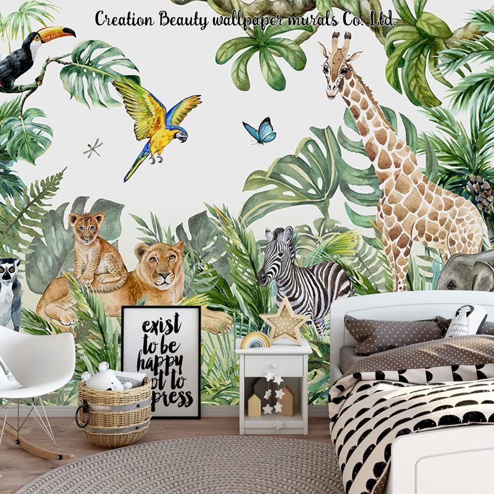 Baby Nursery Water - Aquarel Dieren Jungle Behang voor Kinderen