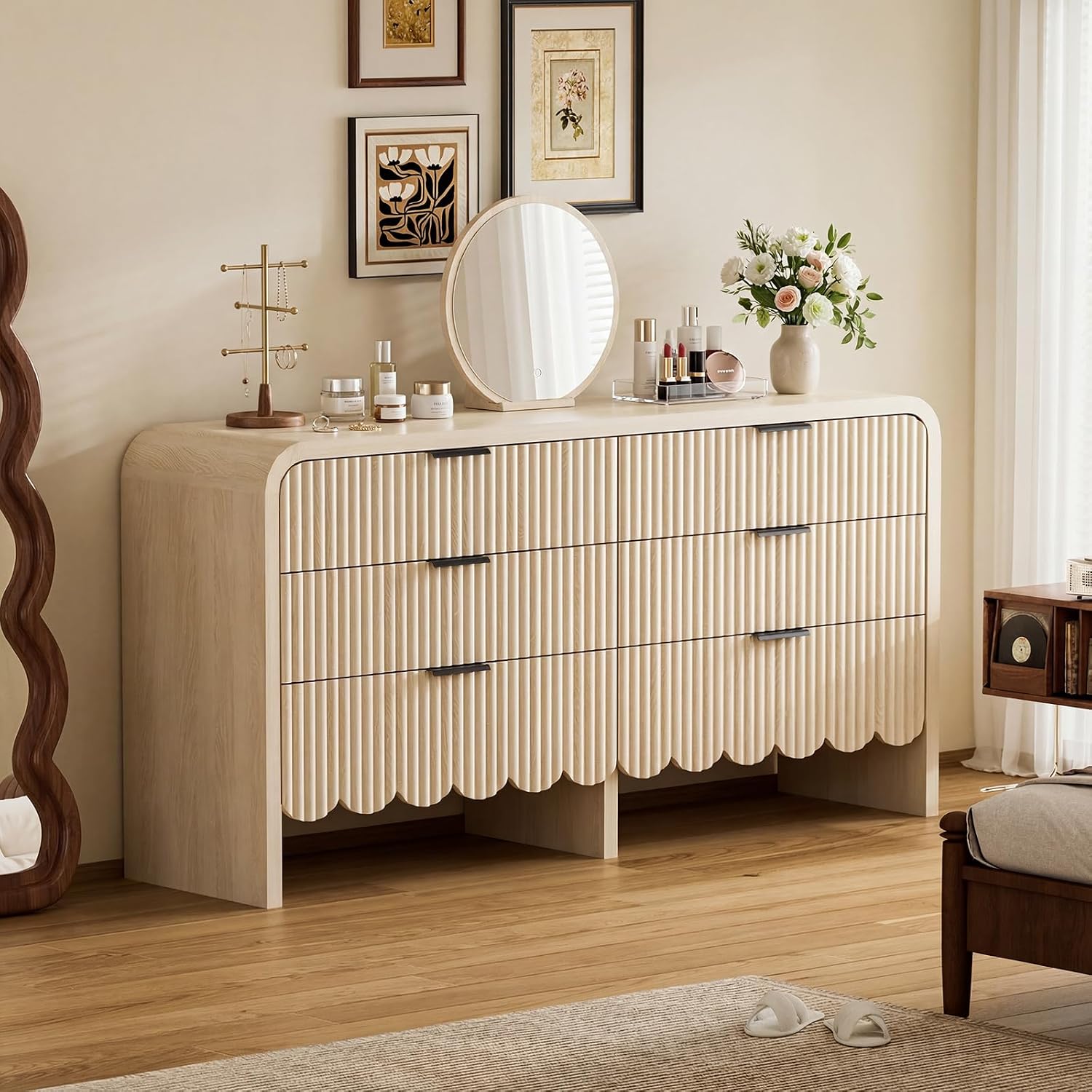 Baby Nursery Dresser - Houten 6-ladenkast kinderkamer opberglades metalen handgreep