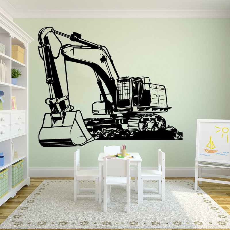 Baby Nursery Wallpaper - Grote zware uitrusting graafmachine graver muursticker