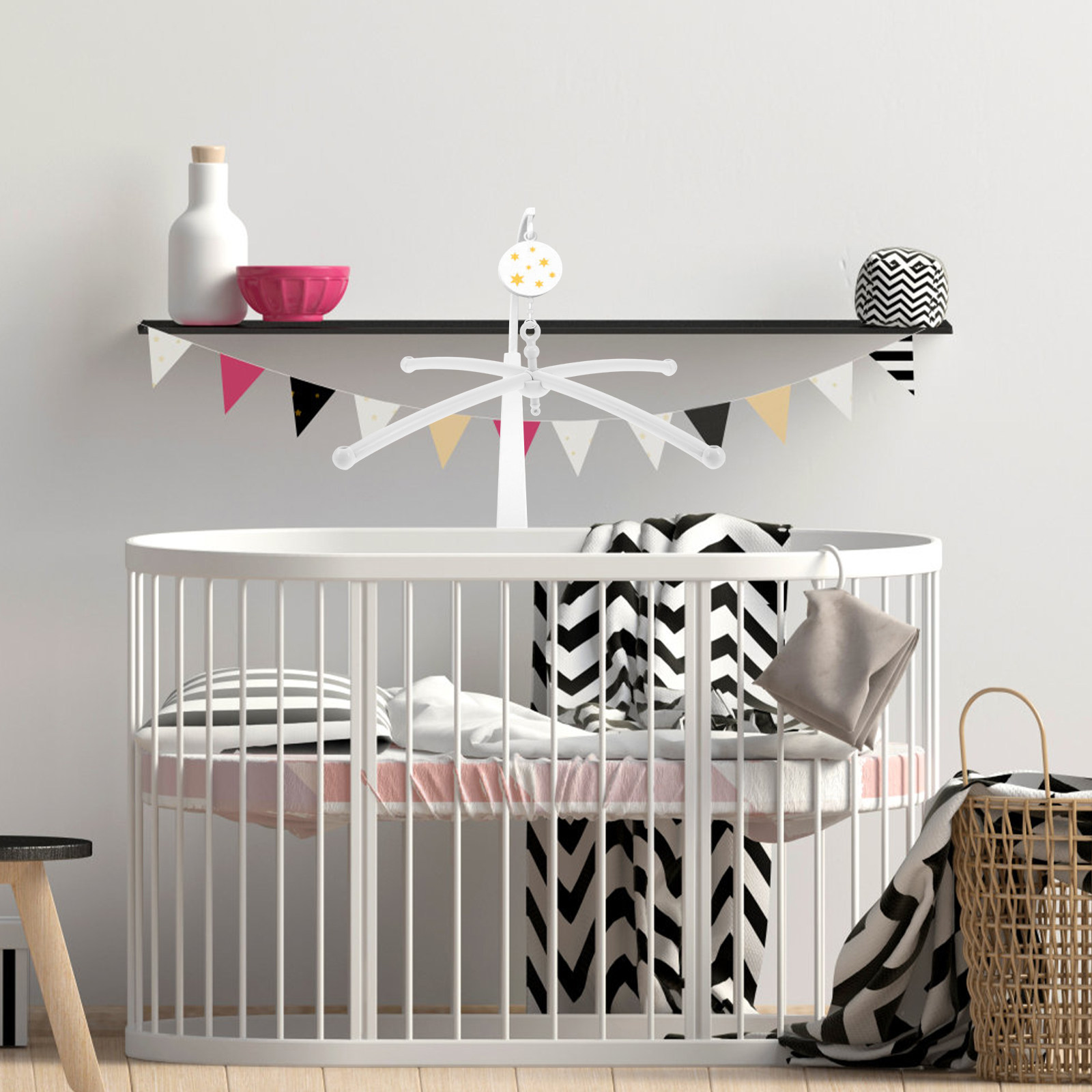 Baby Nursery Equipment - Babybedmobiel Kruisvormige Muziekhouder Stabiele Babybedbelbeugel Wieg