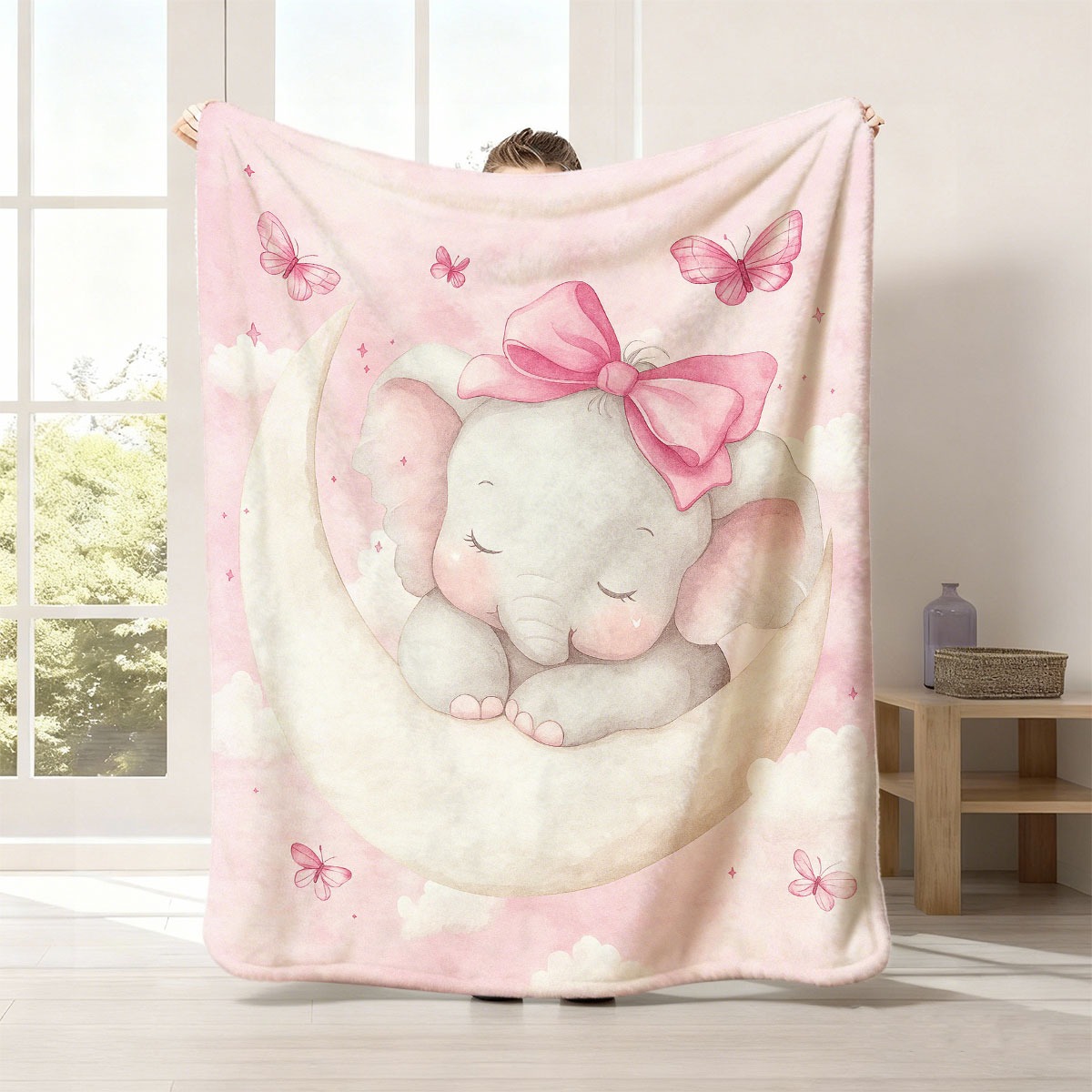 Baby Nursery Bedding - Pluche Baby Olifant Maan Dekentje Roze