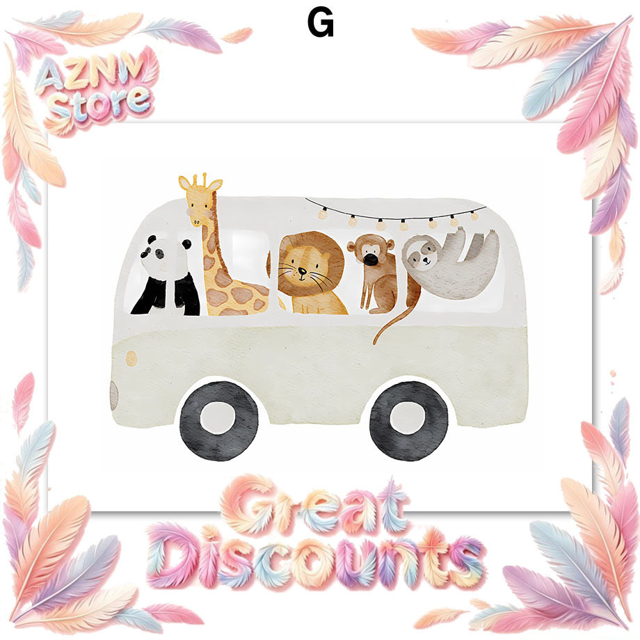 Baby Nursery Paintings - Boho Dieren Vrienden Olifant Konijn Beer