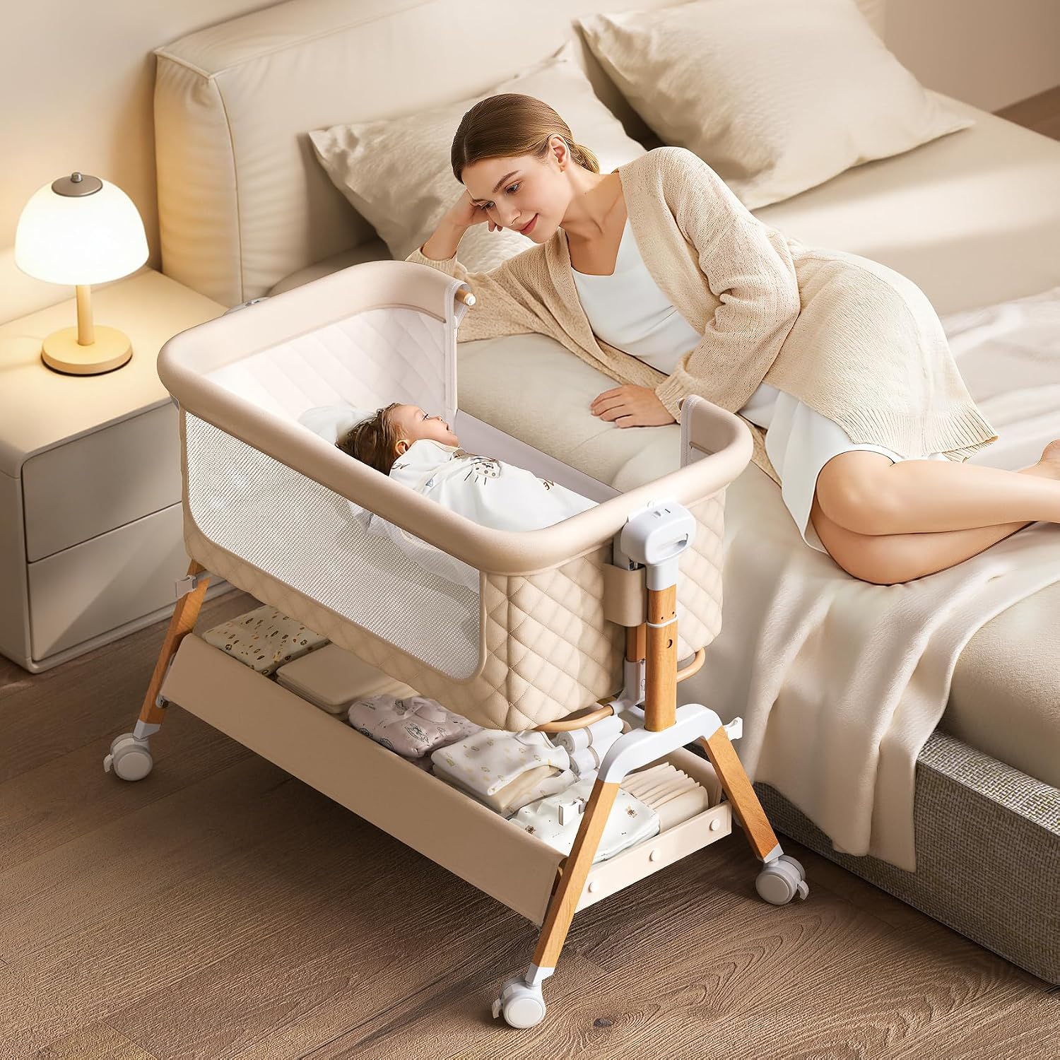 Baby Mattress Waterproof - 3-in-1 babywiegje, bedzijdslaapbed, wiegend wiegje voor