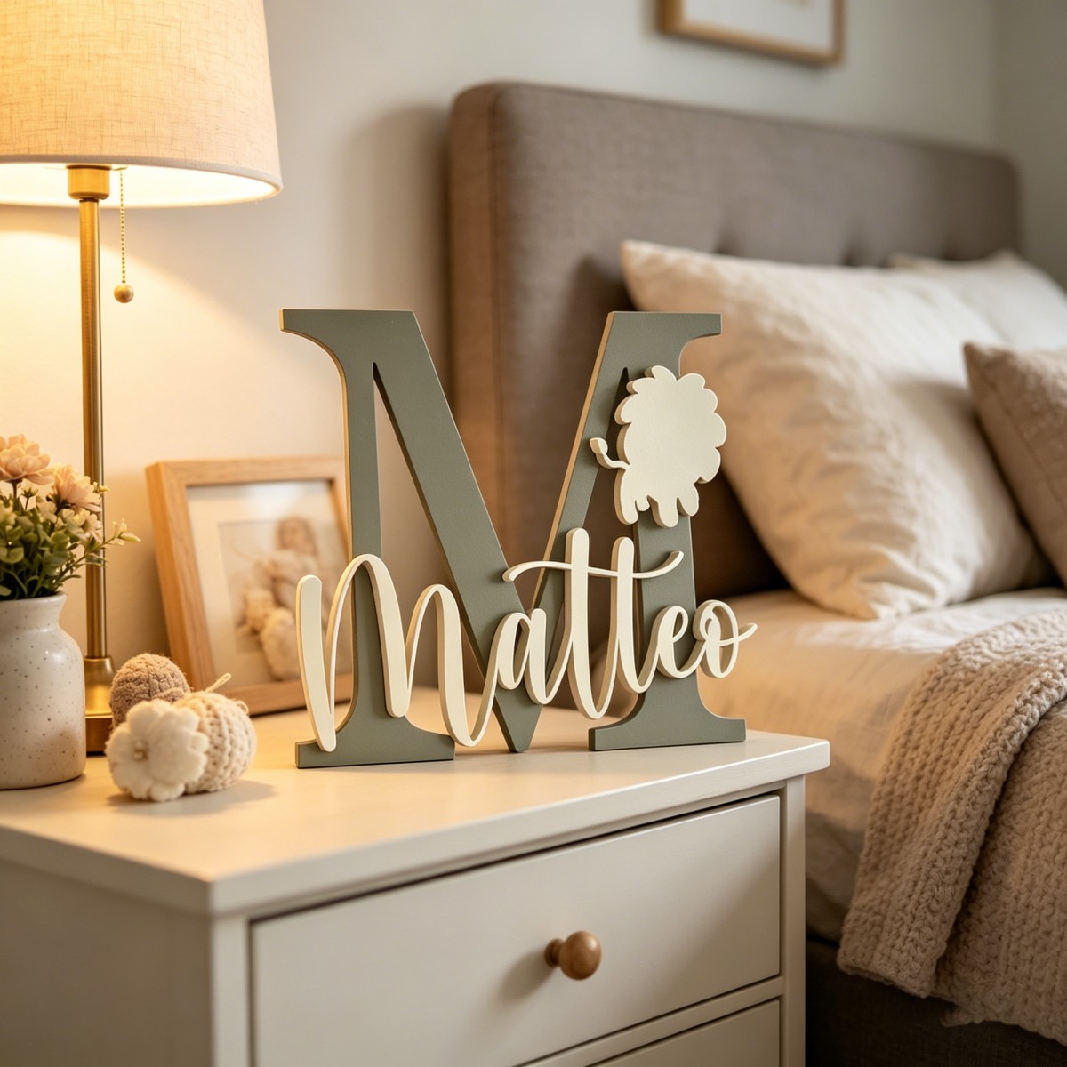 Baby Nursery In - 1Pc Aangepaste Leeuw Naam & Initial