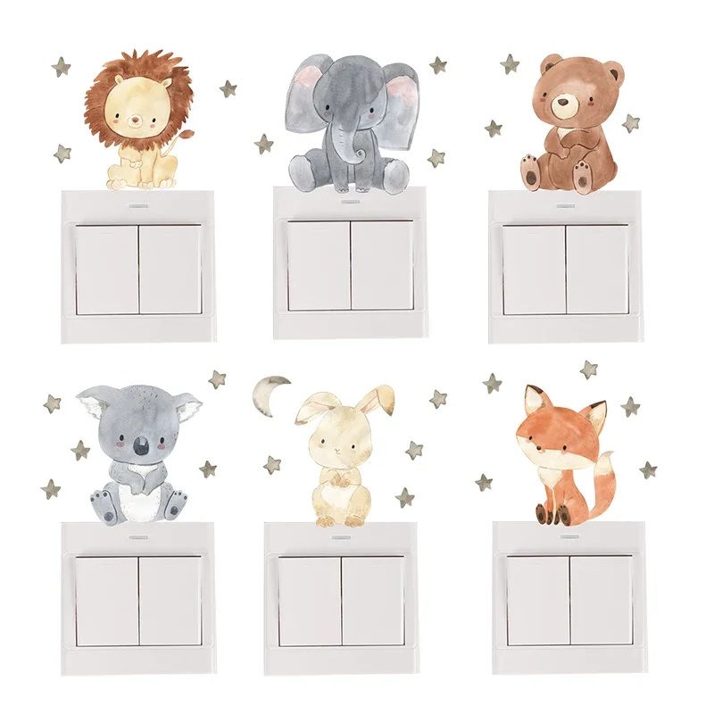 Baby Nursery Water - 6 stuks/set Cartoon Dieren Wandstickers voor