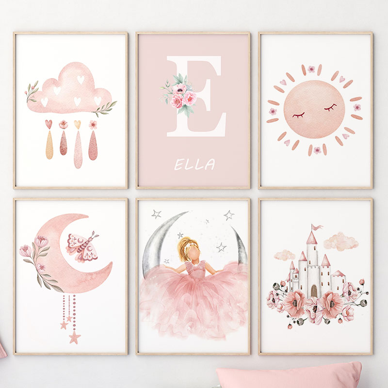 Roze Engel Meisje Zon Maan Wol - Baby Nursery Paintings recensie en prijs