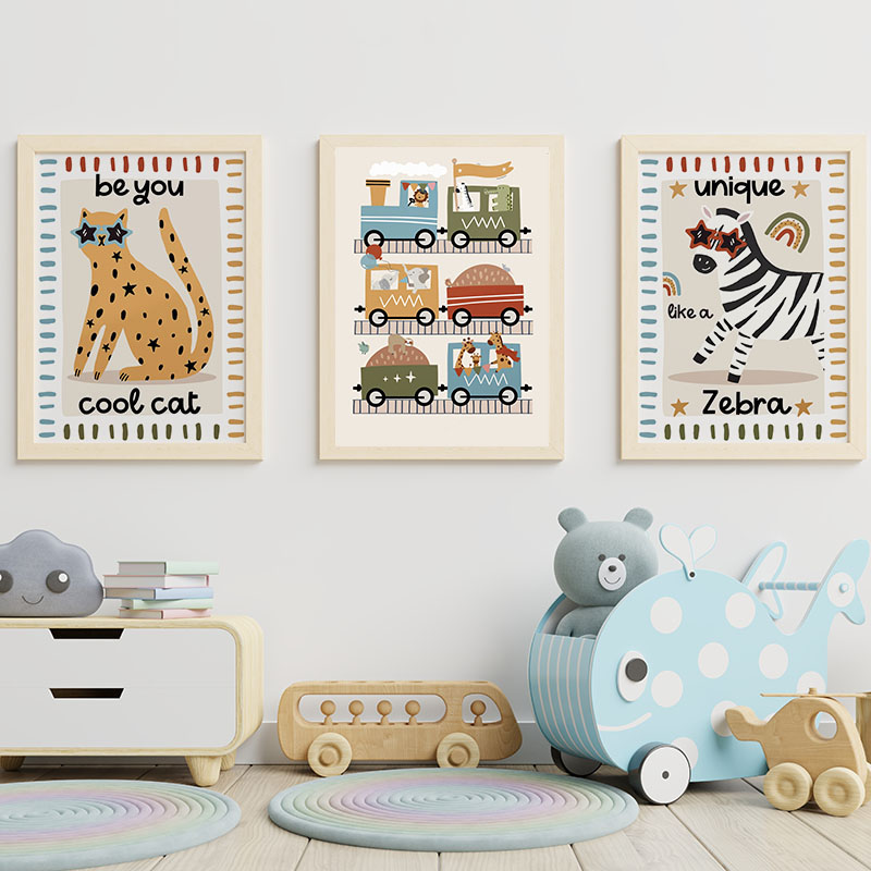 Grappige Cartoon Dieren Auto B - Baby Nursery Paintings recensie en prijs