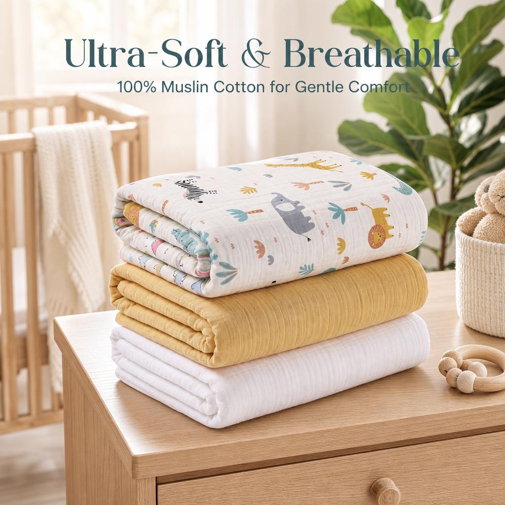 3-pack baby muslin omslagdeken - Baby Nursery Bedding recensie en prijs