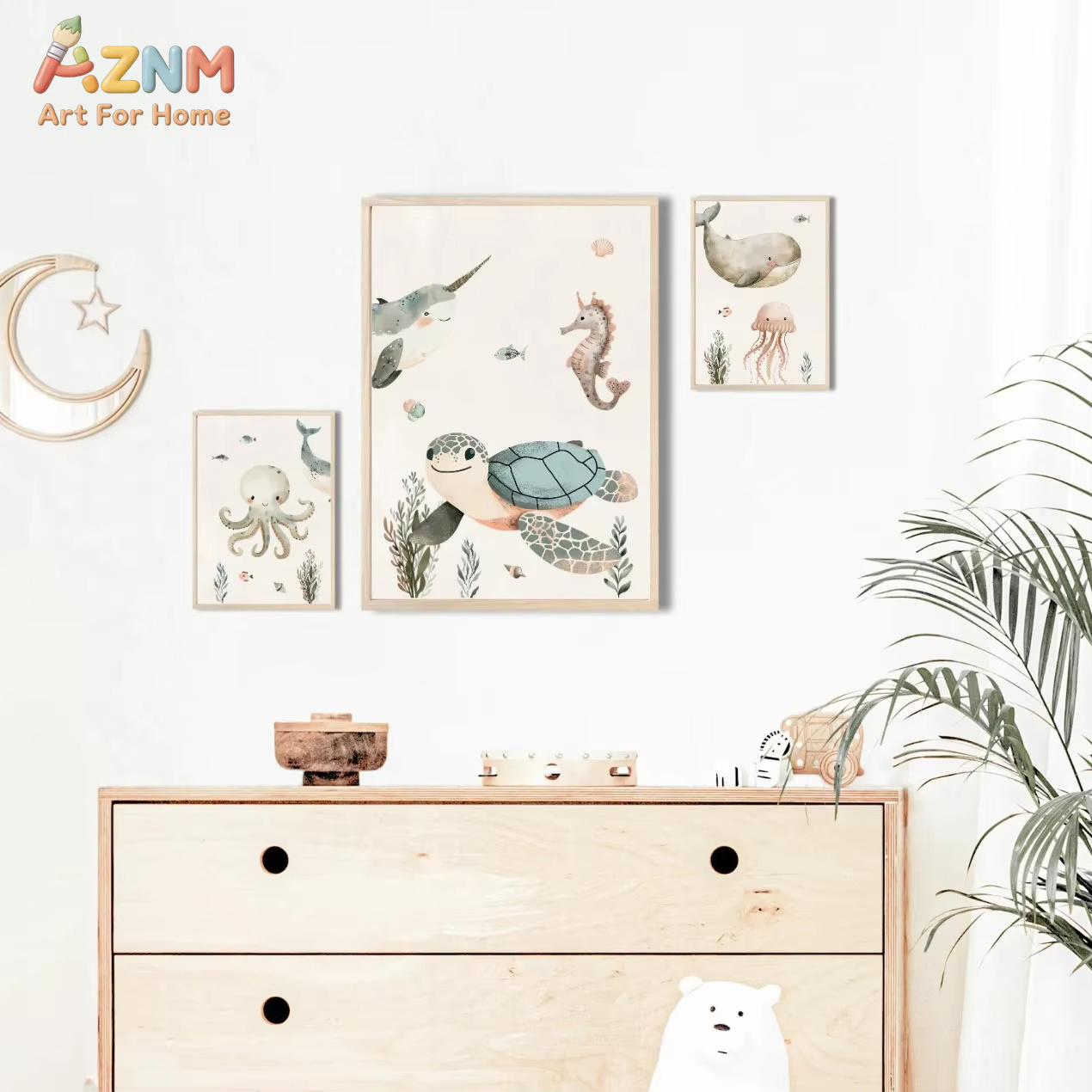 AZNM aquarel schattig oceaandi - Baby Nursery Paintings recensie en prijs