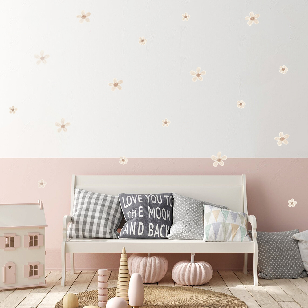 Boho effen gekleurde bloemen k - Baby Nursery Wallpaper recensie en prijs