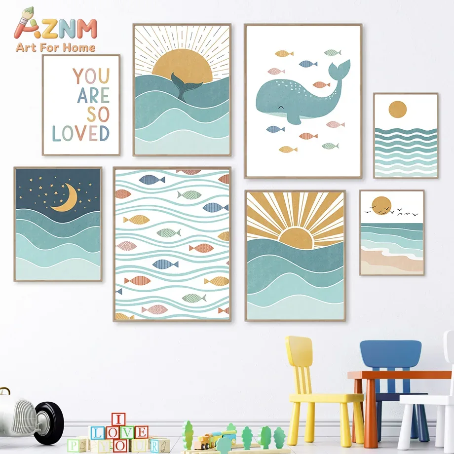 AZNM Boho Oceaan Canvas Wandde - Baby Nursery Paintings recensie en prijs