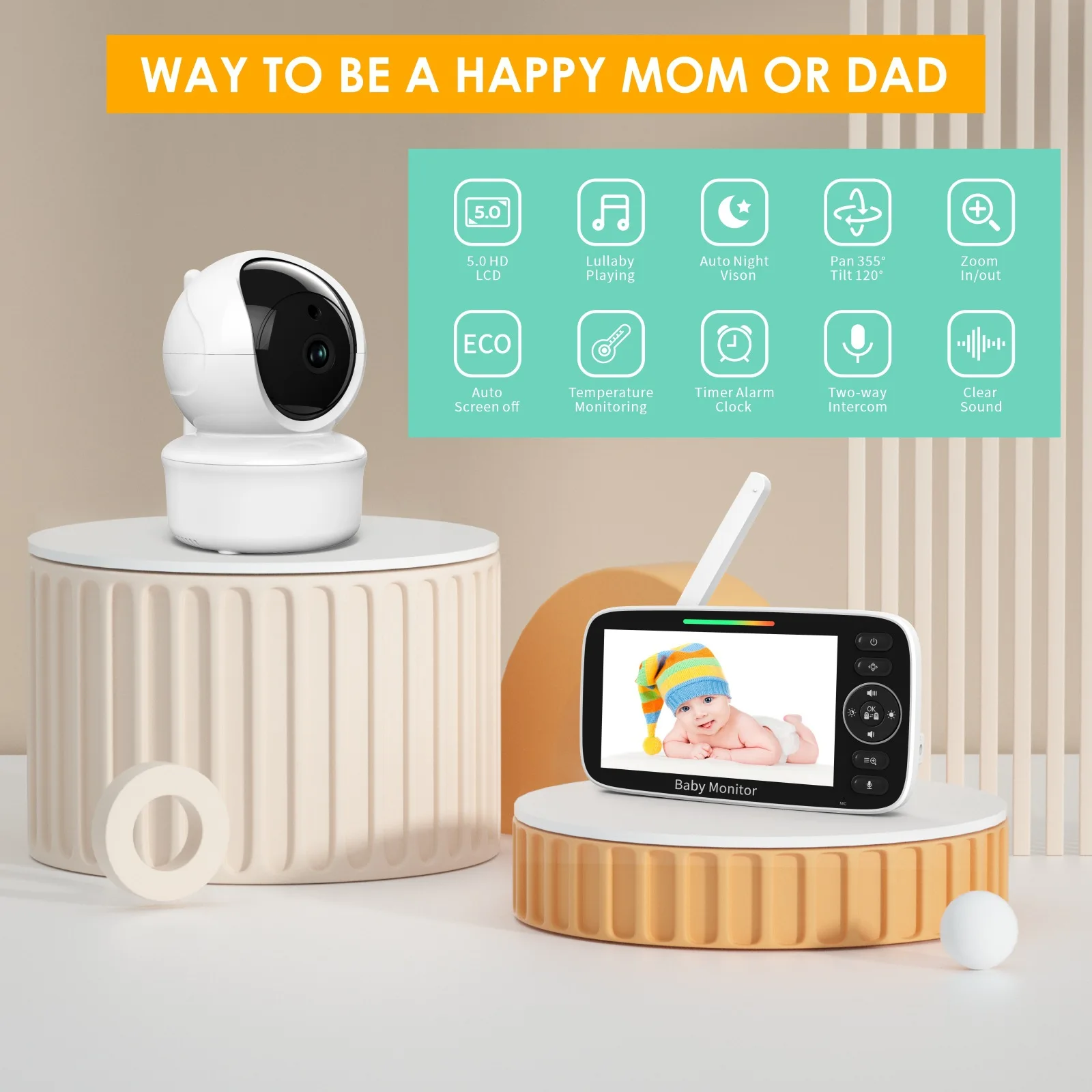 Babyfoon met 5-inch LCD-scherm - Baby Nursery Videos recensie en prijs