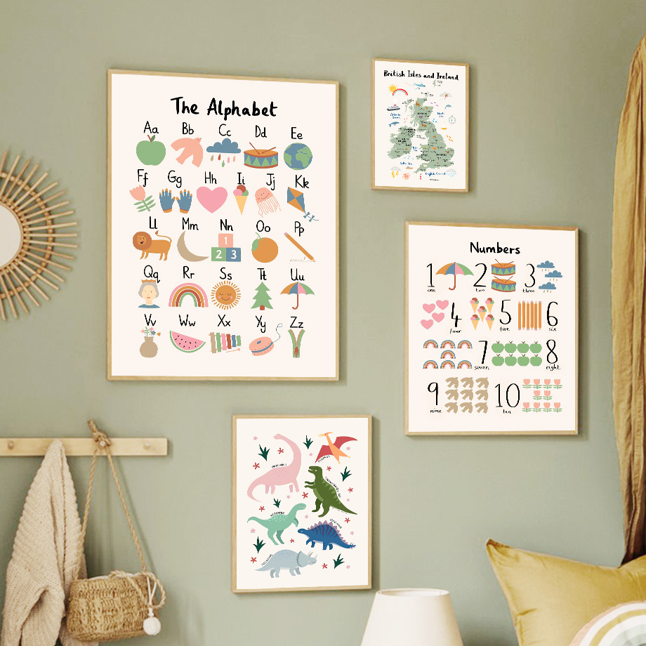 Dierenwereldkaart Dinosaurus A - Baby Nursery Paintings recensie en prijs
