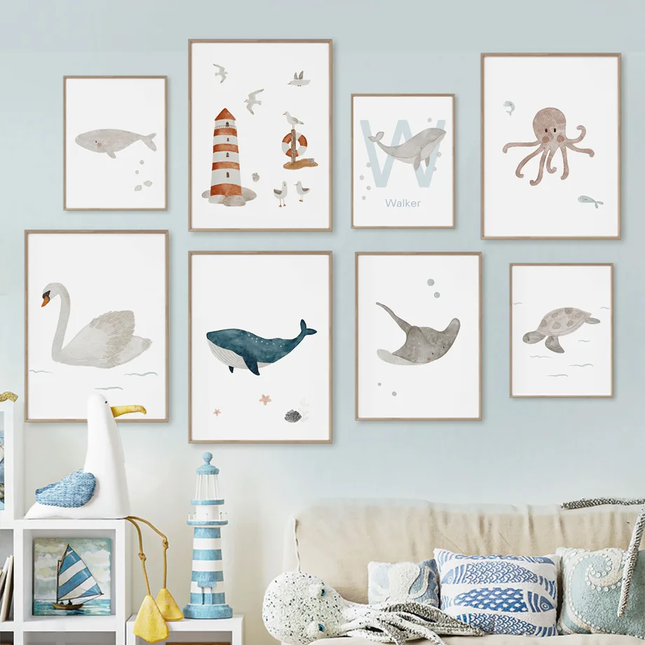 Naam Walvis Octopus Schildpad  - Baby Nursery Paintings recensie en prijs