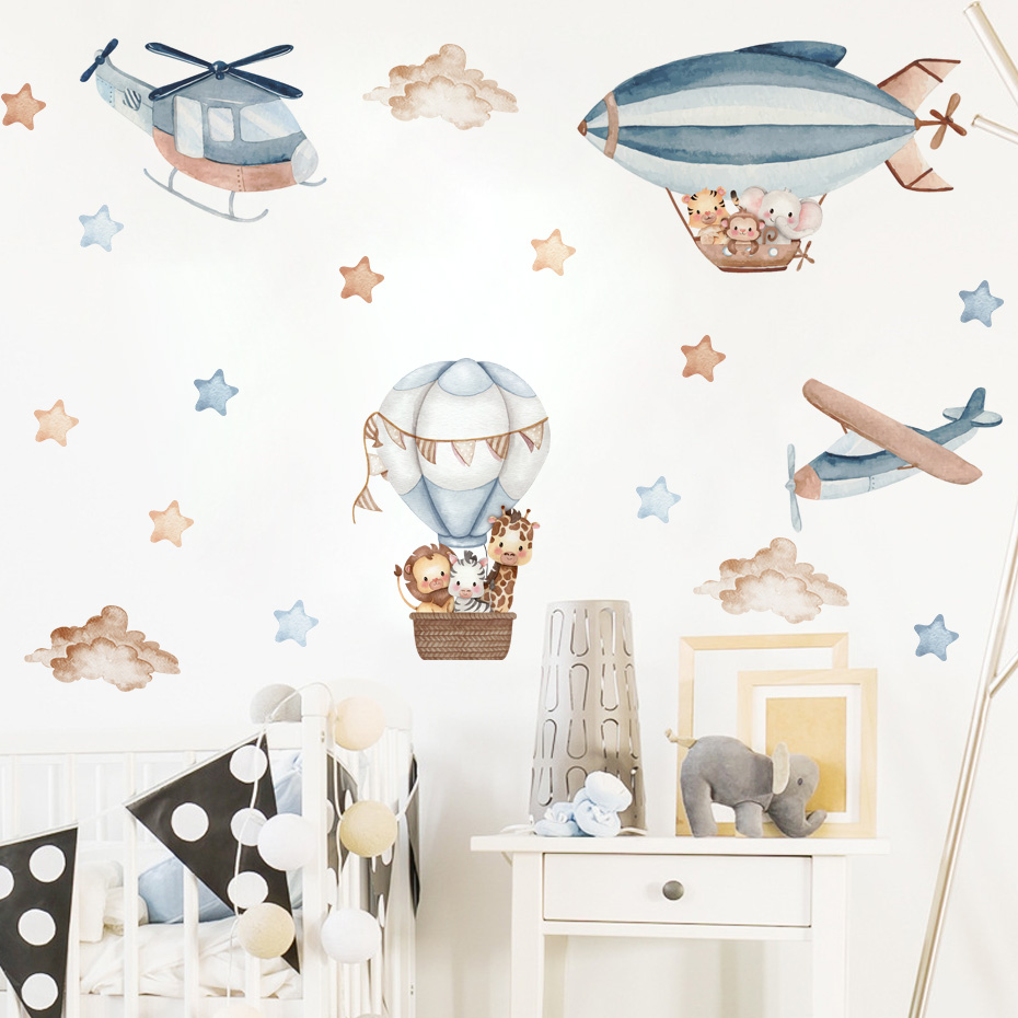 Aquarel Dieren Luchtballon Wol - Baby Nursery Wallpaper recensie en prijs