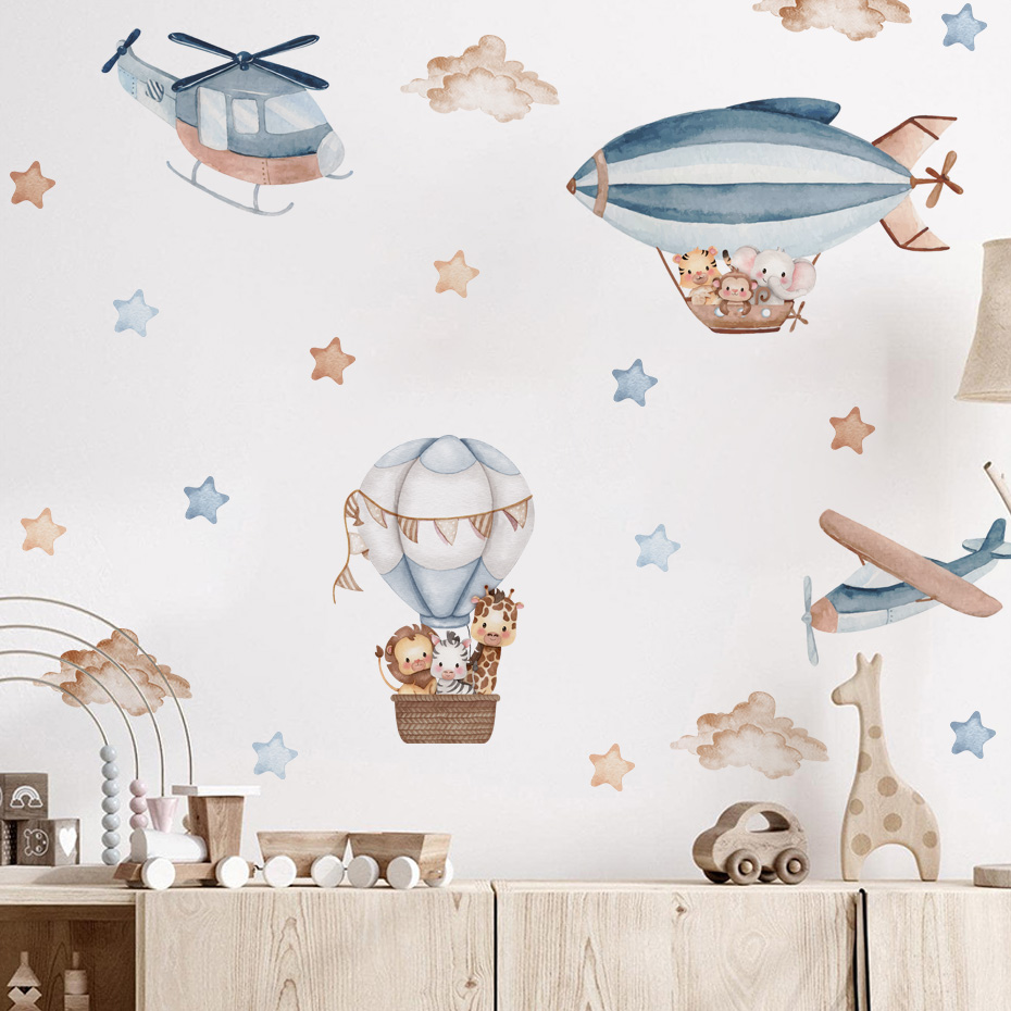 Aquarel Dieren Luchtballon Wol - Baby Nursery Wallpaper recensie en prijs