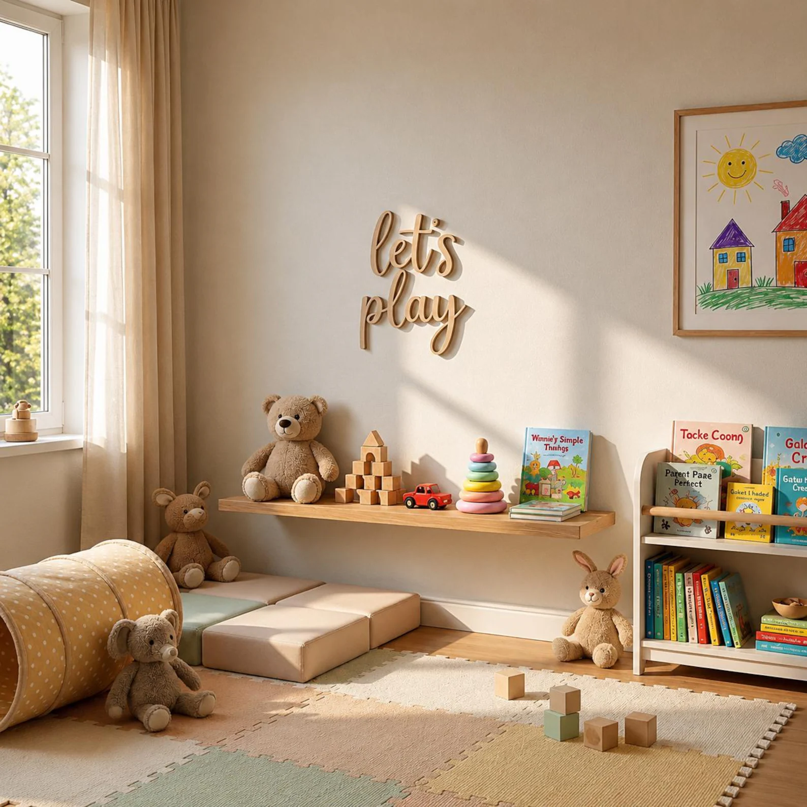 Laten we spelen houten wandbor - Baby Nursery Wall Art recensie en prijs