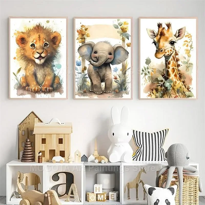 Aquarel Leeuw Giraffe Tijger O - Baby Nursery Paintings recensie en prijs