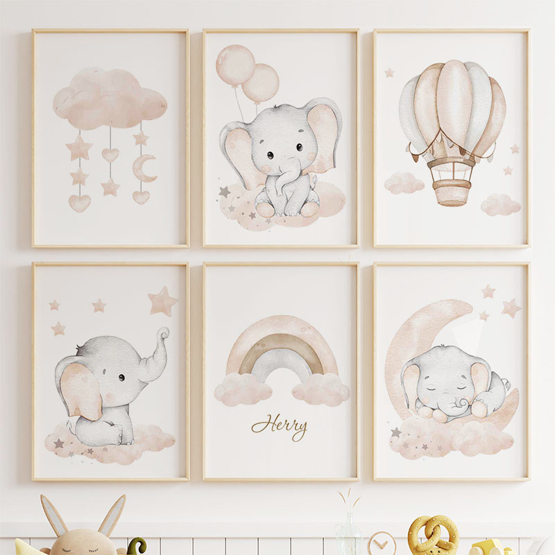 Leuke Olifant Hot Ballon Maan  - Baby Nursery Paintings recensie en prijs