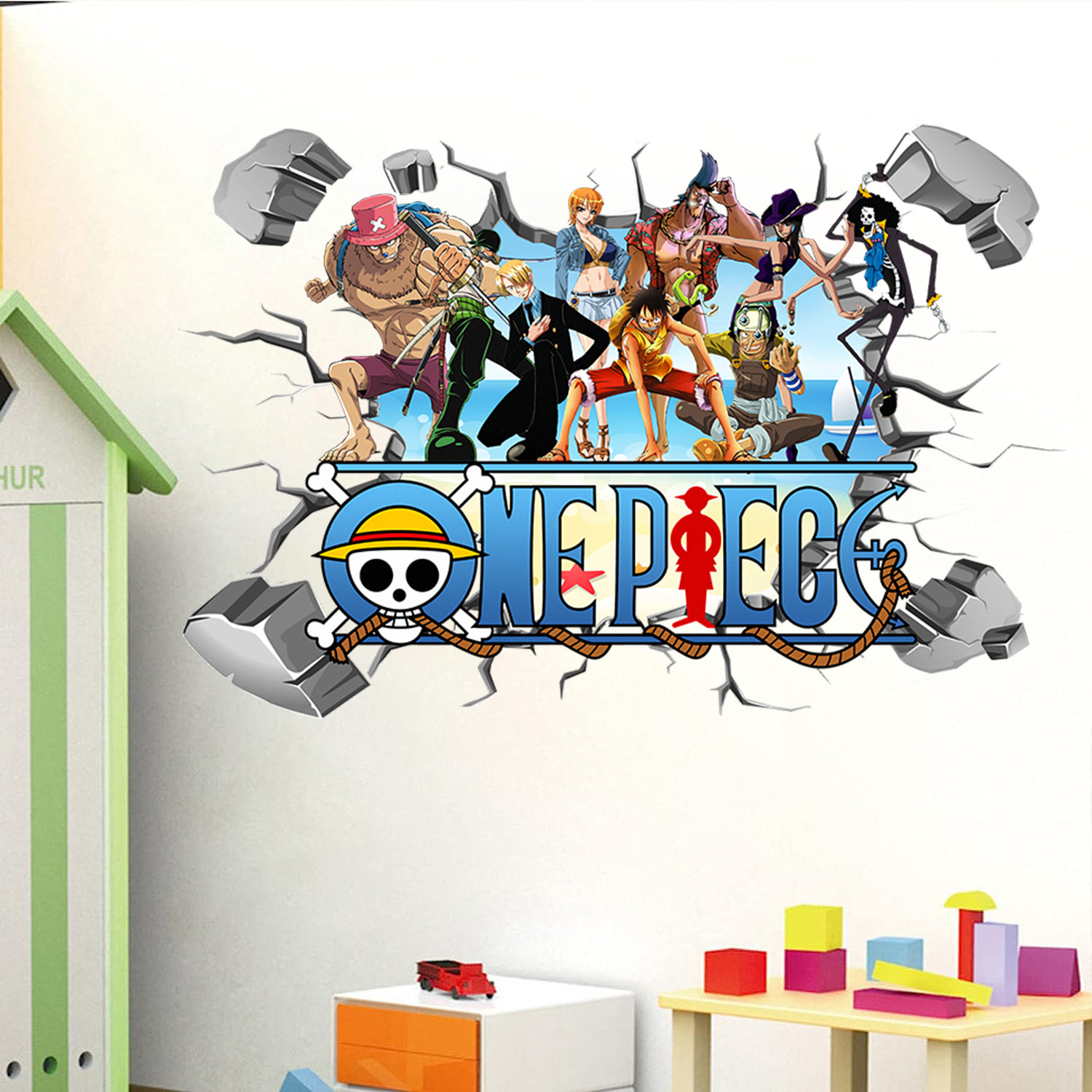 Cartoon One Piece Luffy 3D-muu - Baby Nursery Wall Decals recensie en prijs