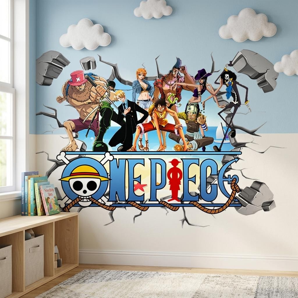Cartoon One Piece Luffy 3D-muu - Baby Nursery Wall Decals recensie en prijs