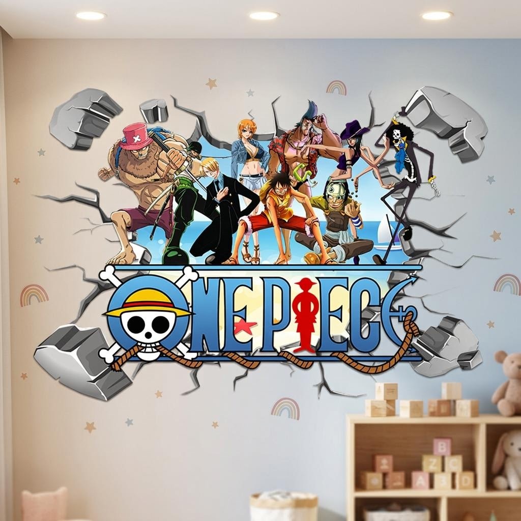 Cartoon One Piece Luffy 3D-muu - Baby Nursery Wall Decals recensie en prijs