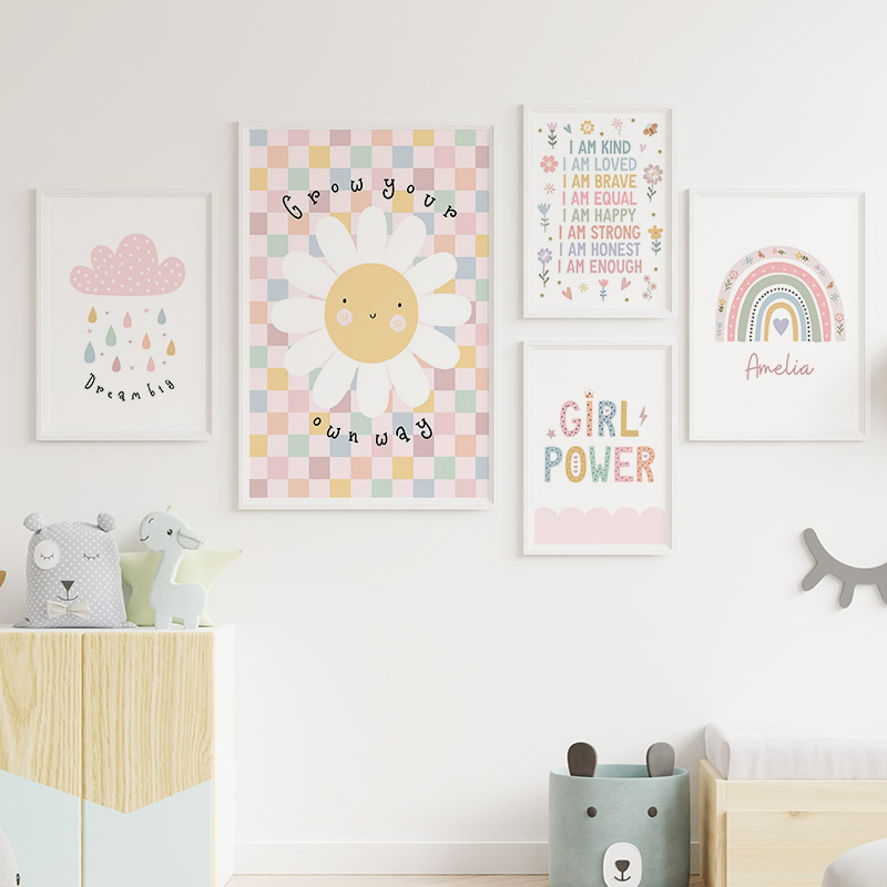 Zon Bloem Regenboog Wolk Hart  - Baby Nursery Paintings recensie en prijs